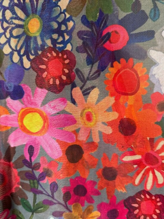 Natural Life Sz XL Carina Mesh Top Vivid Floral Flower Power Fitted Low V Sheer - Picture 4 of 16